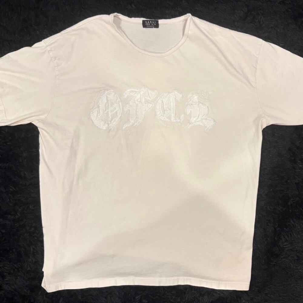 Boohooman white t shirt with white